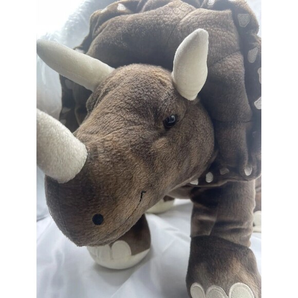 Vintage HugFun Dinosaur Dino Brown Triceratops 30” Plush Stuffed Animal Toy RARE - Picture 2 of 16